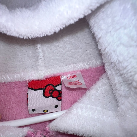 RARE Hello Kitty 2014 Pink & White Fleece Hooded Onesie – Adult Large (L/G) - Picture 3 of 5